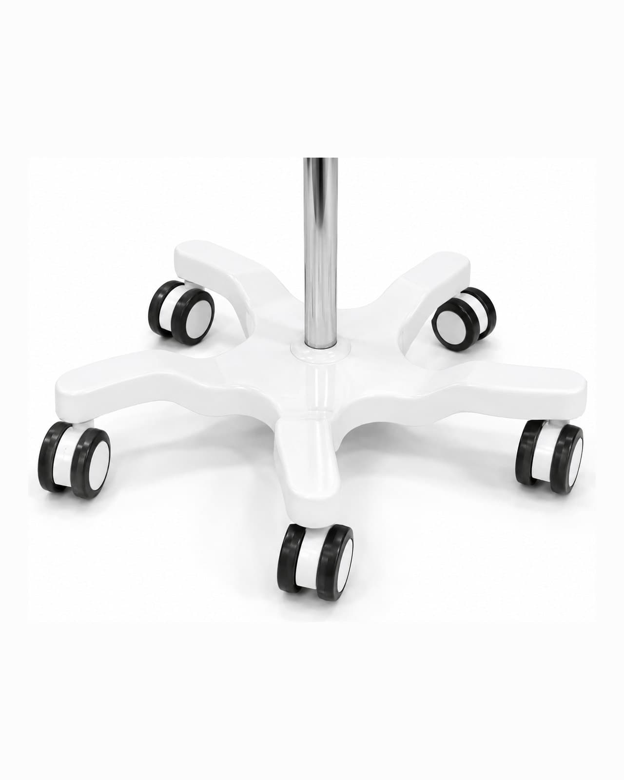 Close-up of the IVS-200 five-spoke mobile base and its castors