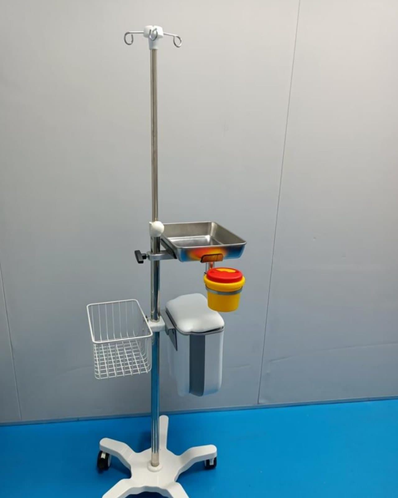 everCare Mobile IV Stand IVS-200 photographed at the factory in its standard configuration